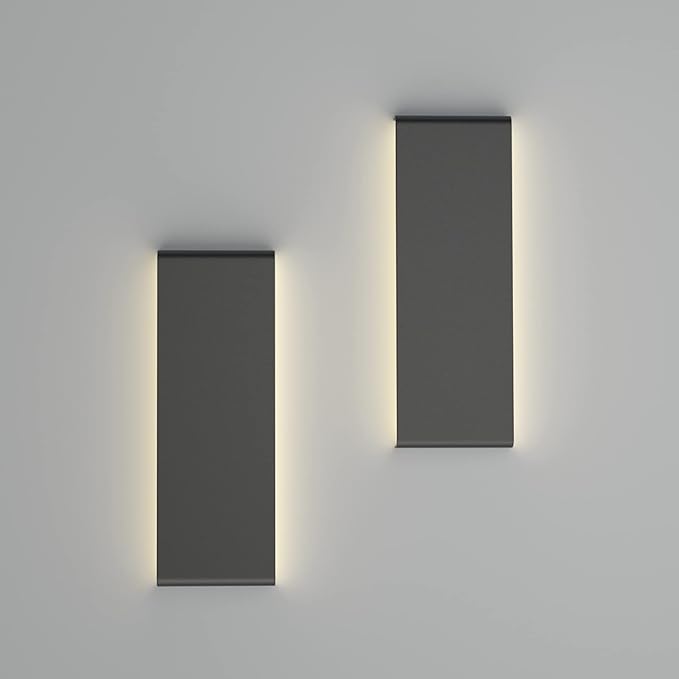 Ralbay 15.7in LED Modern Matte Black Wall Sconce 2-Pack Aluminum Indoor LED Up and Down Modern Bathroom Wall Lighting Fixtures 14W Warm White Light 3000K