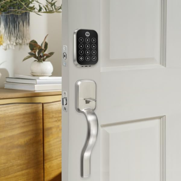Yale Assure Lock 2 Touch Deadbolt with Ridgefield Handle, Satin Nickel Smart Keyless Entry Door Lock with Wi-Fi Connected Touch Keypad and Fingerprint Scanner, B-YRD450-F-WF1-RX-619