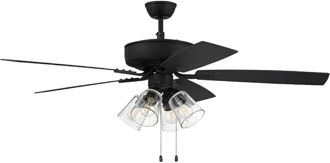 Craftmade P104ESP5-52ESPWLN Pro Plus 52" Ceiling Fan with LED Lights & Pull Chain, 5 Reversible Espresso/Walnut MDF Blades, Espresso