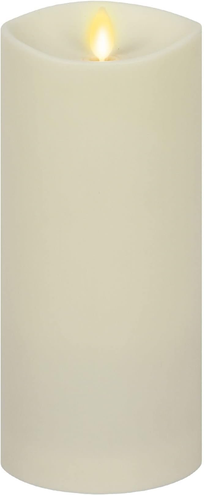 Luminara Outdoor Flameless LED Ivory Candle Melted Edge 3.75" x 9" Real Moving Flame Battery Operated Timer Plastic Weather-Resistant