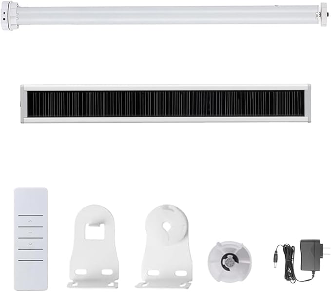 Solar Powered Motorized Roller Shade Kit for 1.5" Tube (38mm) | Rechargeable Electric Blind Motor with Remote | Wireless DIY Retrofit Driver | 2600mAh Battery (1.1 N.m Torque)