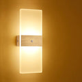 LED Motion Sensor Wall Lamp Security Light 12W SMD 2835 Acrylic Up/Down Wall Sconce Light Motion Activated Porch Lamp Fixture Modern Lighting for Stairway Patio Aisle Brushed Silver 3000K