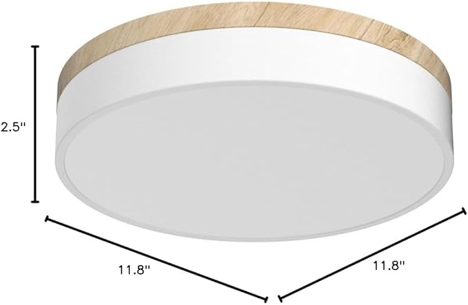 Dimmable Wood Ceiling Light Fixture 2700K-6000K 5CCT Modern White LED Flush Mount Ceiling Light Minimalist Circle Close to Lighting Fixture for Bedroom Kitchen Bathroom Laundry Room 11.81 Inch
