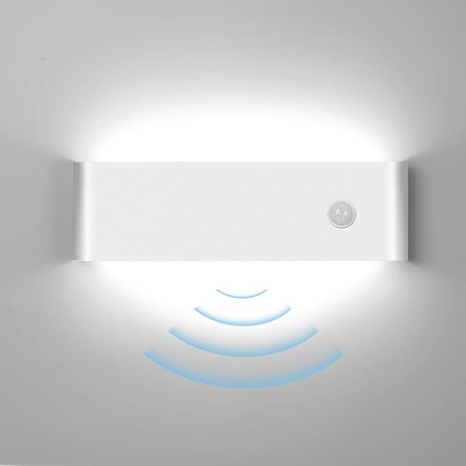 LED Hardwired Motion Sensor Light Indoor Wall Sconce, Motion Sensor Wall Light Indoor Sconce Wall Aluminum Modern Wall Sconce for Living Room Hallway Stair 12W Warm White(Not Battery Operated)