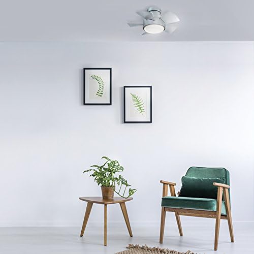 Modern Forms Vox Indoor and Outdoor 5-Blade Smart Flush Mount Ceiling Fan 26in Matte White with 3000K LED Light Kit and Remote Control, (FH-W1802-26L-MW)