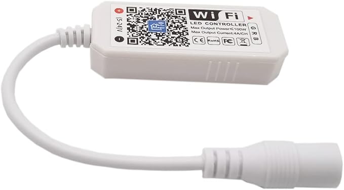 WiFi Wireless LED Smart Controller Alexa Google Home IFTTT Compatible,Working with Android,iOS System, GRB,BGR, RGB LED Strip Lights DC 5V 12V 24V, Multicolor