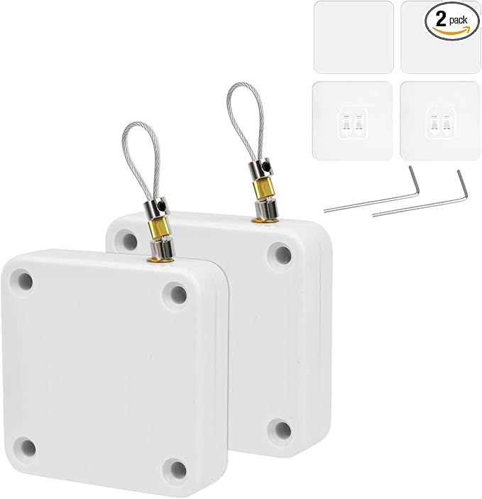 2PCS Automatic Door Closer, White Punch-Free Automatic Sensor, Residential Commercial Auto Door Closer with Drawstring, for Interior Door Home Offices Used