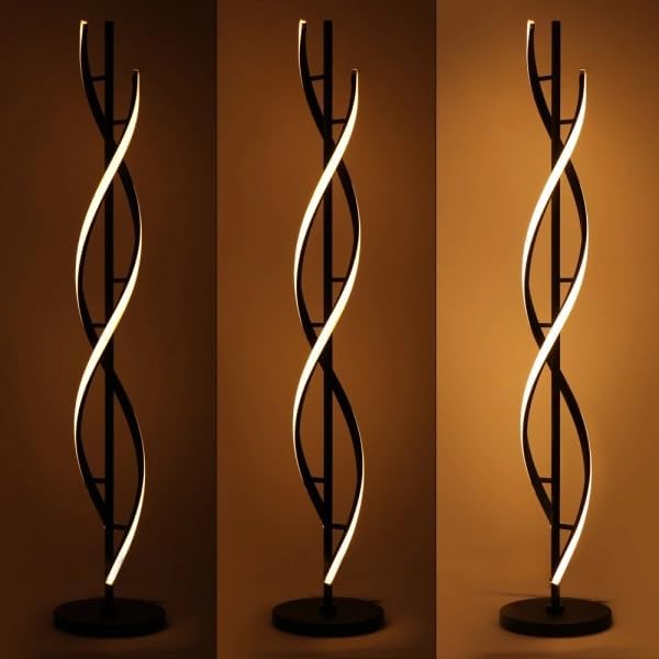 ADISUN 40W LED Floor Lamp Remote Control Dimmable Spiral Floor Lamp Indoor Tall Lamp Floor Lamps for Living Rooms Family Rooms Bedrooms Offices Lighting (Black)