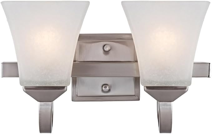 Design House 587774 Torino Traditional 2-Light Indoor Dimmable Up/Down Mount Bathroom Vanity Light with Frosted Glass for Hallway Foyer, Satin Nickel
