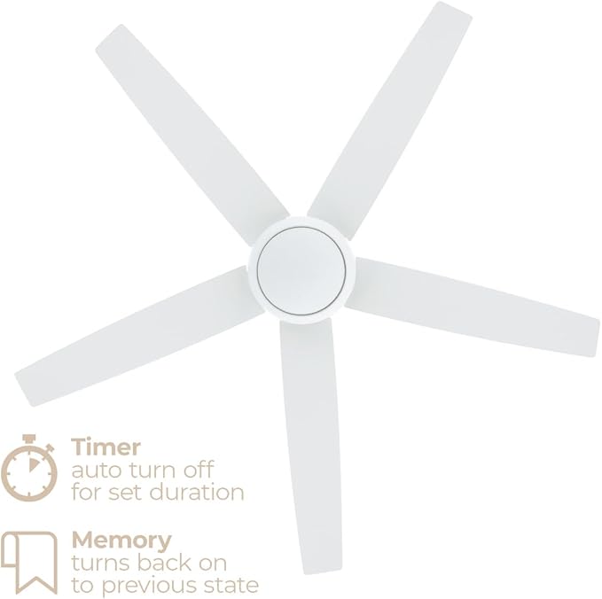 Airvana 52in 5-Blade Smart Indoor or Outdoor Ceiling Fan 2700K-6000K CCT Tunable Range LED Light Kit in Matte White Works With iOS or Android App
