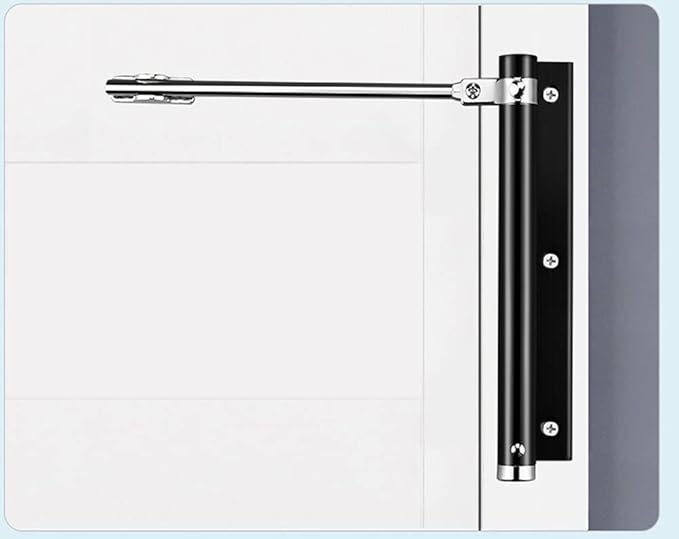 zeng Automatic Door Closer, 304 Stainless Steel, Surface Mounted, Adjustable Spring, Commercial and Residential (Black)