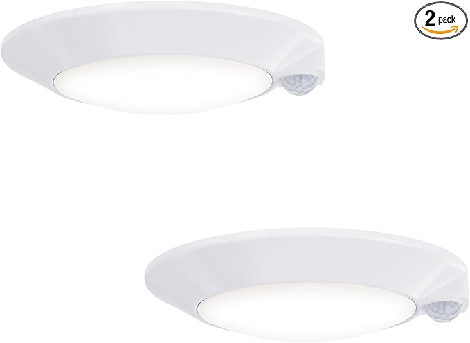 4 Inch Motion Sensor Ceiling Light, 10W 650LM, 60s Timeout, 120V LED Disk Lights, CRI90+, ETL Certified, Non-dimmable, Wet Location - Closets, Hallway, Entryway, Stairs, 2 Pack