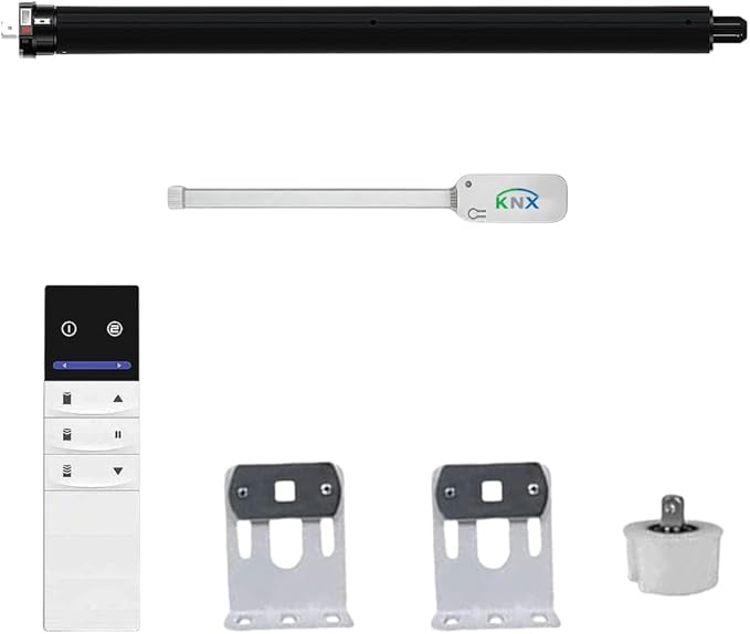 KNX Smart Tubular Motor 120V, Heavy Duty Electric Roller Shade Engine, Wired Automation Blind Drive, 433MHz Remote, Quiet Lift for Wood Blinds & Screens (20 N.m for Φ63mm（2-1/2"") Groove Tube