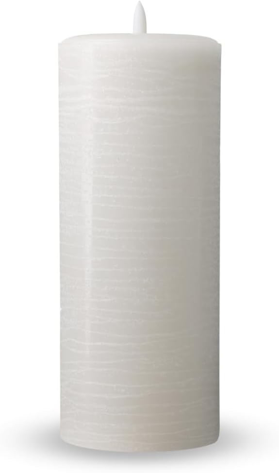 LumiPur Signature Natural Glow Flickering Flameless LED Wax Pillar Candle (3.5" x 9", Gray Fog)