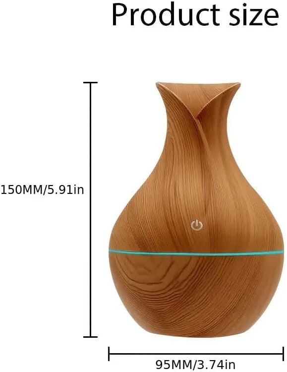 Mini Aromatherapy Humidifier Relaxing Cool Mist with Color Changing LEDs Night Light for Bedroom, Desktop, Travel, and Car, Aroma Diffuser (Light Wood)