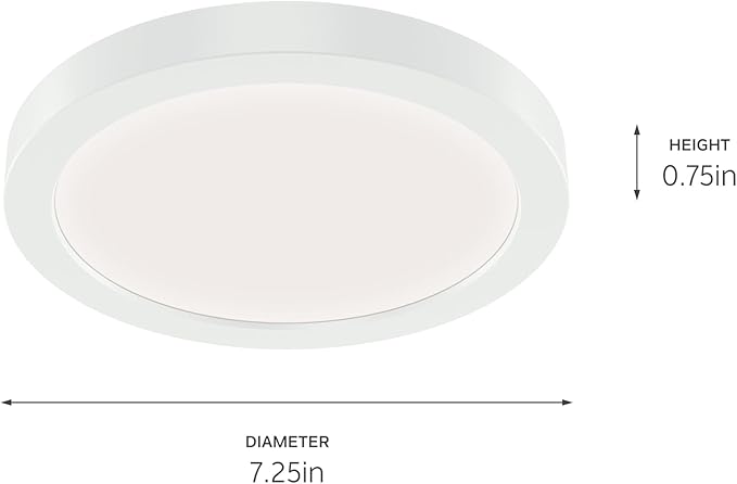 KICHLER Ara 7.01" Modern Minimal Round LED Downlight in White, for Wet Indoor Locations, Supplemental Lighting, Integrated LED, Edge-Lit Technology, 950 Lumens, Dimmable to 10%, 53007WH30