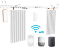 Smart Curtain Rod: WiFi Control, Heavy Duty, Alexa and Google Home Compatible, Adjustable Length, Easy Installation, Center Open (0-20 ft)