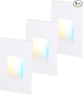 LEONLITE 5CCT 120V LED Step Lights, 3.5W 150LM 5%-100% Dimmable Indoor Outdoor Waterproof Vertical Stair Light, 2700K/3000K/3500K/4000K/5000K Selectable, CRI90, ETL, Aluminum, White, Pack of 3