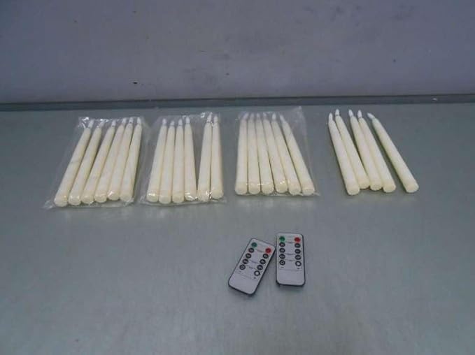 Tuanse 24 Pack Flameless Flicker Taper Candles Bulk with Remote and Timer, Battery Operated LED Warm White Taper Candles Light for Home Wedding Decoration Gifts(White,8 Inch)