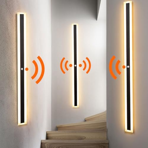 Modern LED Wall Light with Motion Sensor - Rectangle Aluminum Sconce for Indoor Use, 3000K/4500K/6000K Adjustable Brightness, Ideal for Bedroom, Office, Cabinet, Corridor