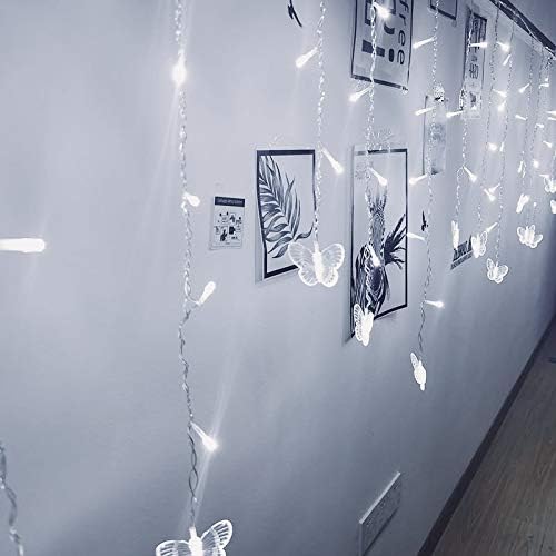 Butterfly Curtain Fairy Lights USB Plug in,8 Modes 120 LED 19.7FT Firefly Twinkle Timer String Lights with Remote, Waterproof Copper Wire for Bedroom Patio Christmas Wedding Party Dorm (Cool White)