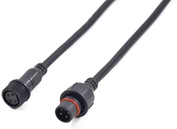 5Pairs 4pin Black Electrical Connector LED Connector for LED Lights 20cm Extension Cable 40cm/Pair 0.5mm² 22mm Nut