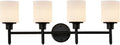 Design House 588236 Aubrey Transitional 4-Light Indoor Bathroom Vanity Light Dimmable Frosted Glass for Over The Mirror, Matte Black