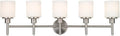 Design House Aubrey 5-Light Vanity Light, Satin Nickel Finish, Frosted Glass Shades, Dimmable, Bathroom Wall Fixture – Design House, 556225