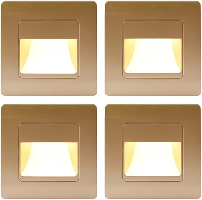 Recessed LED Stair Light Wall Lamp Motion Sensor Wall Lamp AC85-265V Step Lamp Corridor Lighting Indoor Wall Lighting 4PcsColdWhite Gold