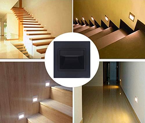 3W LED COB Wall Light Modern LED Footlight Stair Lights Led Step Light Night Lamp Recessed with 86 Box Silver White Gold (Warm Black+Box)