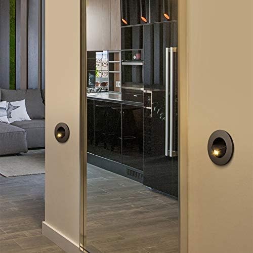 Modern Wall Sconce Light Fixture,Recessed Wall Lamp,Bedside Reading Lamp,Path/Step Light,Gimbal Hidden On/Off Switch,Circle Aluminum,LED 3W Warm White 3000k,Adjustable&Rotatable Black