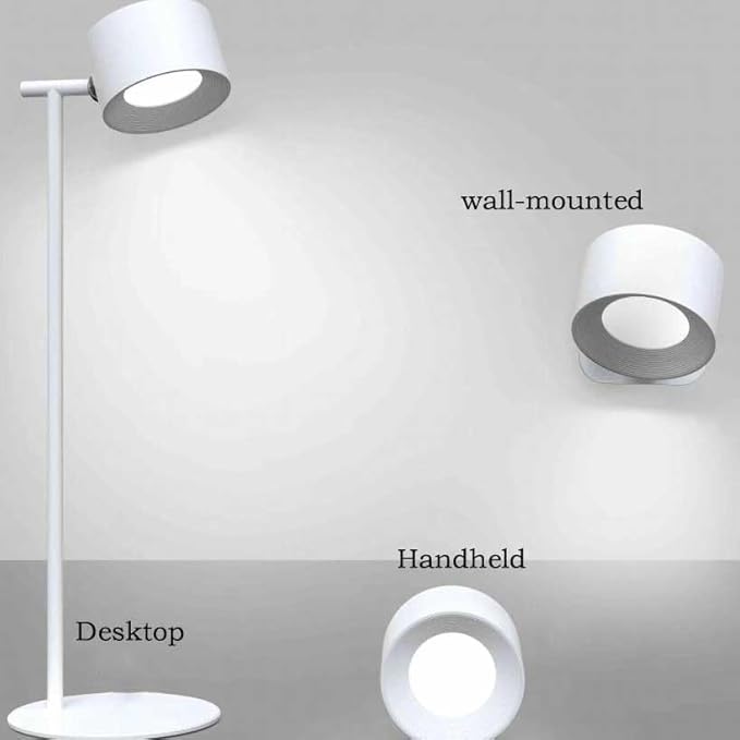 Eye Caring Table Lamp, LED Desk Lamp Dimmable Bedside Lamp with 3 Lighting Modes&3 Brightness Levels Touch Control USB Rechargeable Desk Light for Home Office Bedroom Reading Study Work (White)