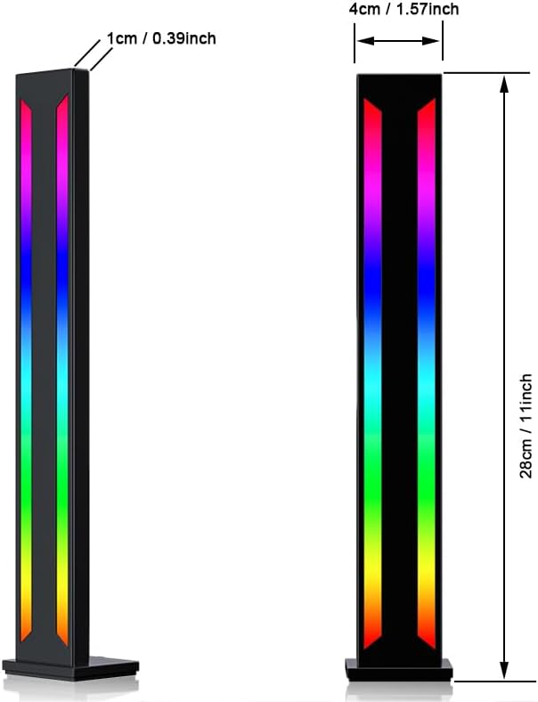 Smart LED RGB Ultra Slim Lamps, Metal Aluminium Housing with App Control and Music Sync Rhythm Mode, Warm Mood Lighting for Desktop Gaming, PC, TV, Room Decoration