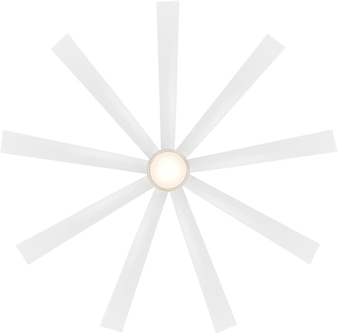 Wynd XL Smart Indoor and Outdoor 9-Blade Ceiling Fan 72in Matte White with 3000K LED Light Kit and Remote Control works with Alexa, Google Assistant, Samsung Things, and iOS or Android App