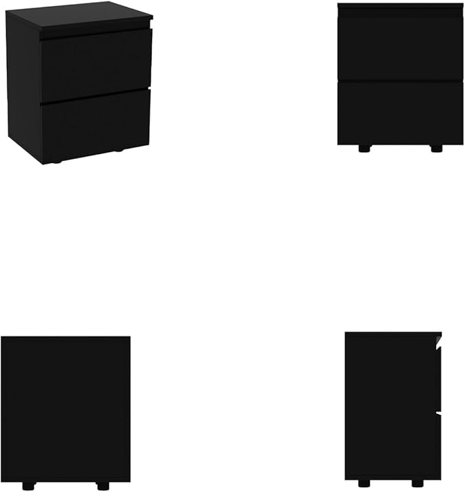FAMAPY Modern Nightstand with 2 Drawers, Bedroom Storage Cabinet, Modern End Side Table, No Handle Design, for Living Room Black 15.7”W x 11.6”D x 18.9”H