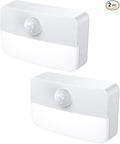 JXTZ 【2 PACK】 Motion Sensor Night Light, Stick-On Motion Sensor Lights Indoor, Battery Powered Under Cabinet Kitchen Lights with Adhesive Pads, Auto/On/Off for Cupboard Wardrobe Stair Kitchen