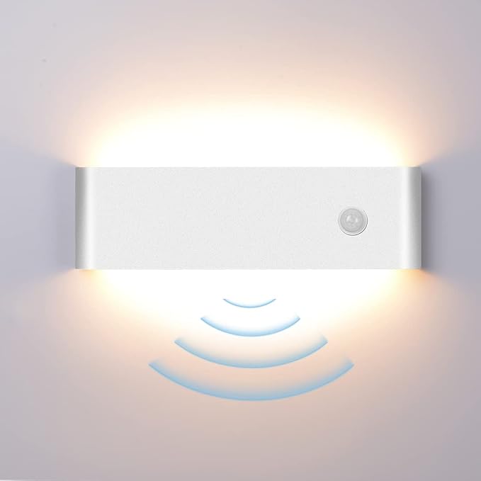 LED Hardwired Motion Sensor Light Indoor Wall Sconce, Motion Sensor Wall Light Indoor Sconce Wall Aluminum Modern Wall Sconce for Living Room Hallway Stair 12W Warm White(Not Battery Operated)