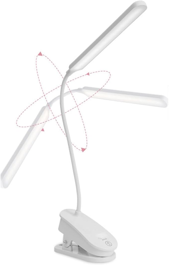 jojofuny Adjustable Reading Lamp with Flexible Gooseneck Eye Protection LED Desk Light Color Temperatures Smooth Brightness Portable Night Lamp for Bed Study and Office Use White
