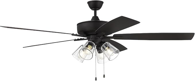 Craftmade S104ESP5-60ESPWLN Super Pro 60" Ceiling Fan with LED Lights & Pull Chain, 5 Reversible Espresso/Walnut MDF Blades, Espresso