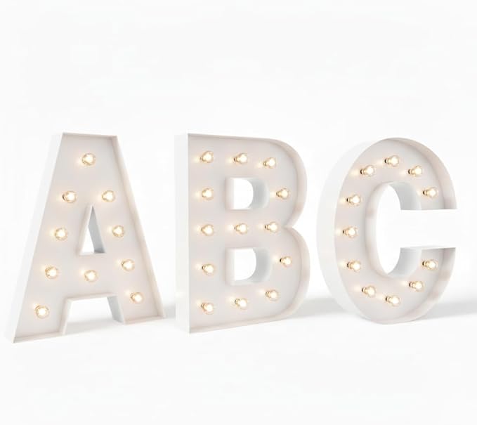 NEONSIGN Premium White Metal Marquee Letters for Wall Decor - 1.5ft to 4ft Large Light Up Alphabet & Numbers - Vintage Industrial LED Sign for Wedding, Party, Business Logo & Home Bar (36 INCHES)