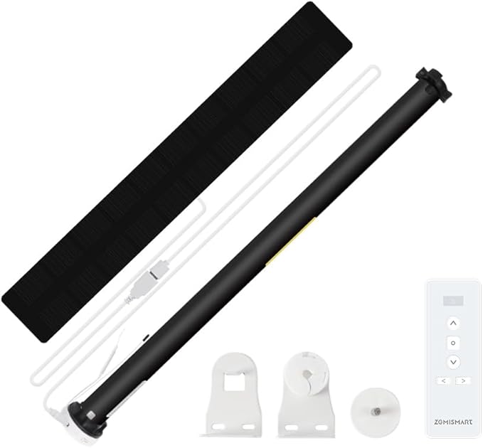 Blindsmart Rechargeable Tuya Zigbee Roller Blinds Motor for 38mm Tube, Motorized Window Shades Automatic Blinds Curtain Opener APP Control, Zigbee Hub Required (with 9-Channel Remote + Solar Pannel)