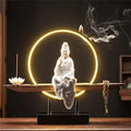 Buddha Statue Indoor Incense Burner with LED Light - Decorative Ceramic Bonsai Tree Figurine for Home & Office Décor, Unique Meditation Gift & Relaxation Accessory