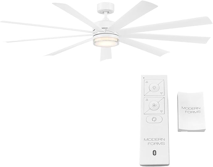 Wynd XL Smart Indoor and Outdoor 9-Blade Ceiling Fan 72in Matte White with 3000K LED Light Kit and Remote Control works with Alexa, Google Assistant, Samsung Things, and iOS or Android App