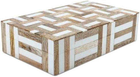 Handicrafts Home Decorative Storage Box with Lid Wooden Storage Organizer Box Multi Purpose Storage Box for Coffee Table Desk Shelf – Resin Inlay Marquet Chase Collection - 10x6x2.5