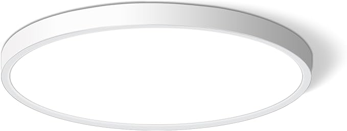 LED Flush Mount Ceiling Light Fixture 12Inch, 24W Flat Light,5000K Ultra Thin Surface Panel Low Profile for Bedroom Kitchen Bathroom Garage Living Room, White (DC-CJ-0030-24W-50K)