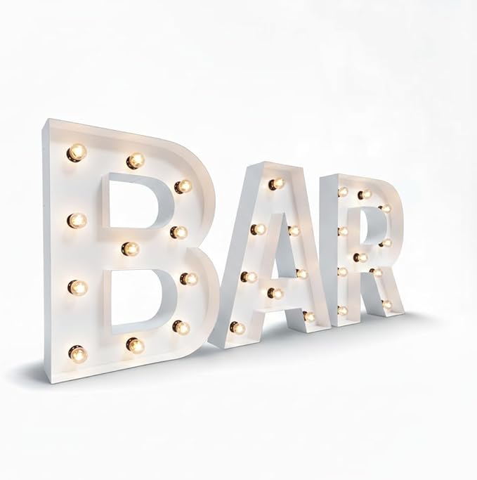 NEONSIGN Premium White Metal Marquee Letters for Wall Decor - 1.5ft to 4ft Large Light Up Alphabet & Numbers - Vintage Industrial LED Sign for Wedding, Party, Business Logo & Home Bar (36 INCHES)