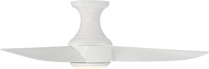 Corona Smart Indoor and Outdoor 3-Blade Flush Mount Ceiling Fan 44in Matte White 3500K LED Light Kit and Remote Control works with Alexa, Google Assistant, Samsung Things, and iOS or Android App