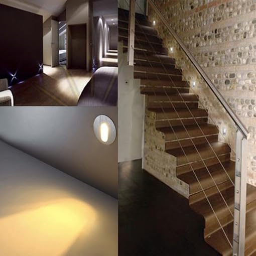 Dimmable 3W LED Steps Wall Light Aisle Wall Corner Lamp Fixture,Recessed Lighting Wall Lamps,Flush Mount Indoor Stairs Lights,Warm White 3000K