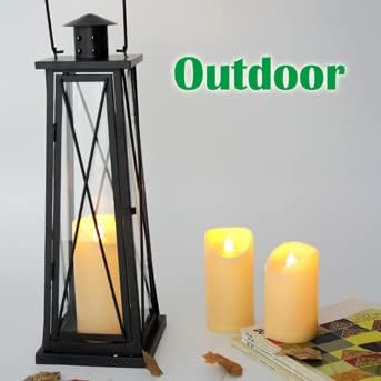 CANDLE CHOICE Outdoor Battery Operated Flameless Candles with Remote Timer Waterproof Flickering Plastic Electric LED Pillar Lights for Lantern Patio Garden Wedding Party Decoration 3”x5”,6”,7” 3 Pack
