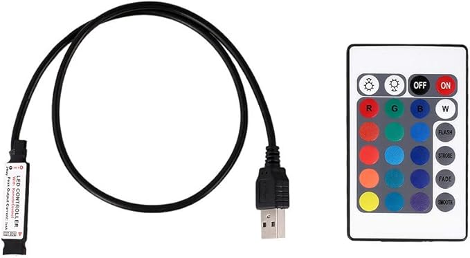 ausuky 5V 5050 RGB LED Strip Light Bar TV Background Lighting Kit + USB Remote Control (Cool Black Board,10ft (3M))
